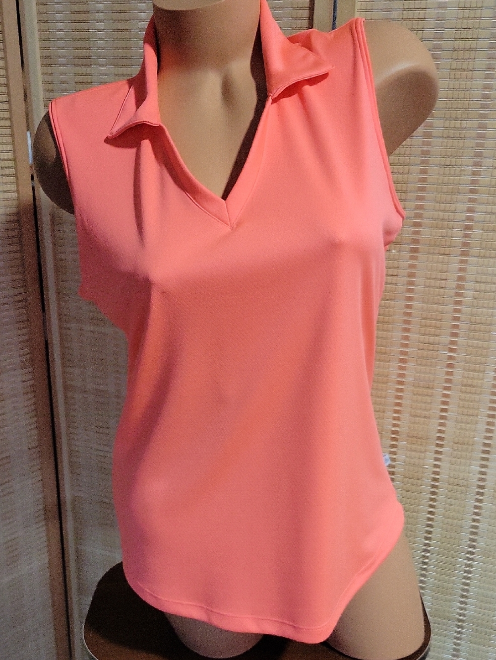 Lady Hagen Sleeveless Polo V-Neck - Coral